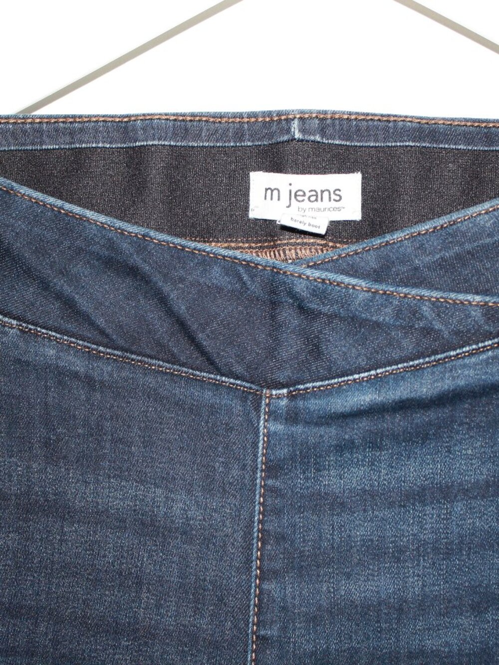 M Jeans, Pull on bootcut jeans with criss-cross waist band, size 22W EUC